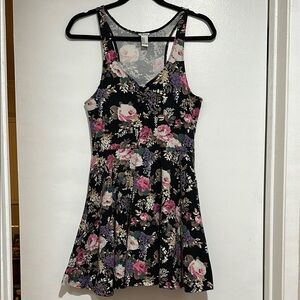 Forever 21 black Floral tank dress